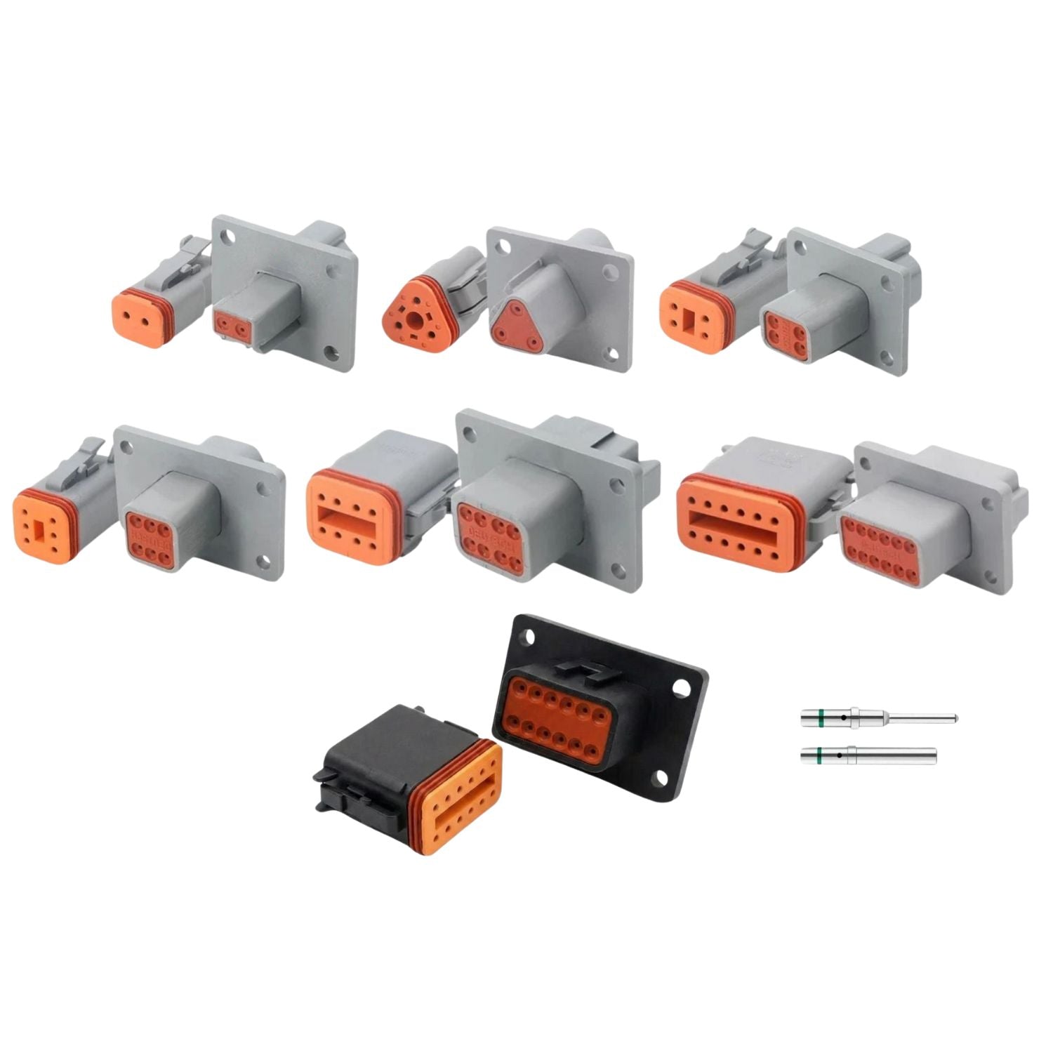 Deutsch DT Panel Flange Mount Connectors 2/3/4/6/8/12 Pin / Way with Solid Pins
